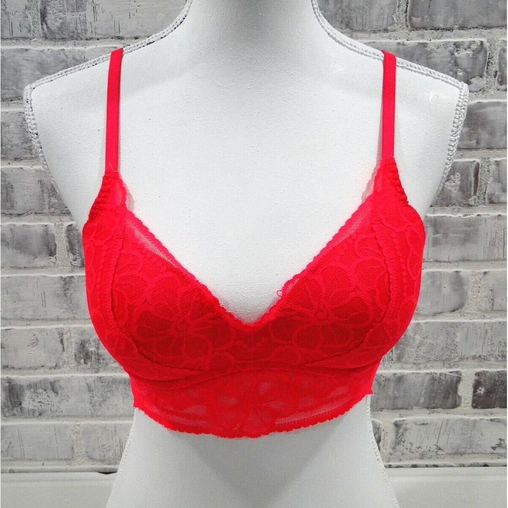 PINK Victorias Secret Pink Lace Pushup Underwire Bralette S